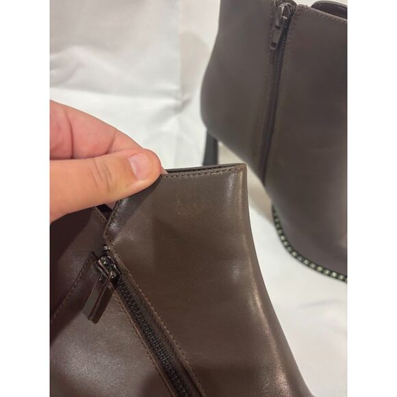 BCBGMaxAzria Boot Billie Pointed Toe Leather Booties Brown Studded Size 8 - Picture 4 of 8